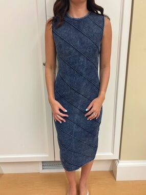 Herve Leger Denim Midi Dress